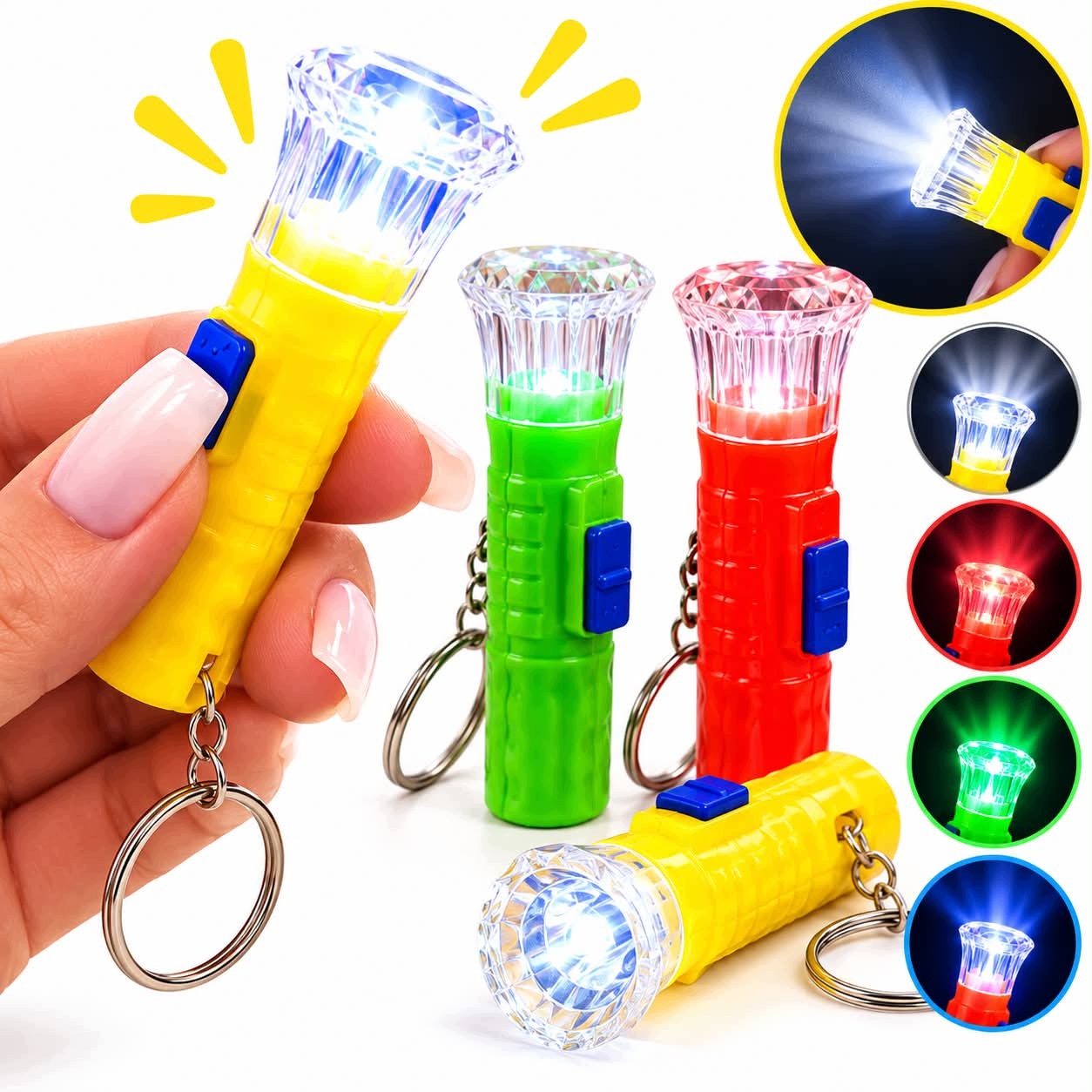 Mini Latarka Led Brelok Do Kluczy Kieszonkowa Mała Latarka MIX 6,5 cm