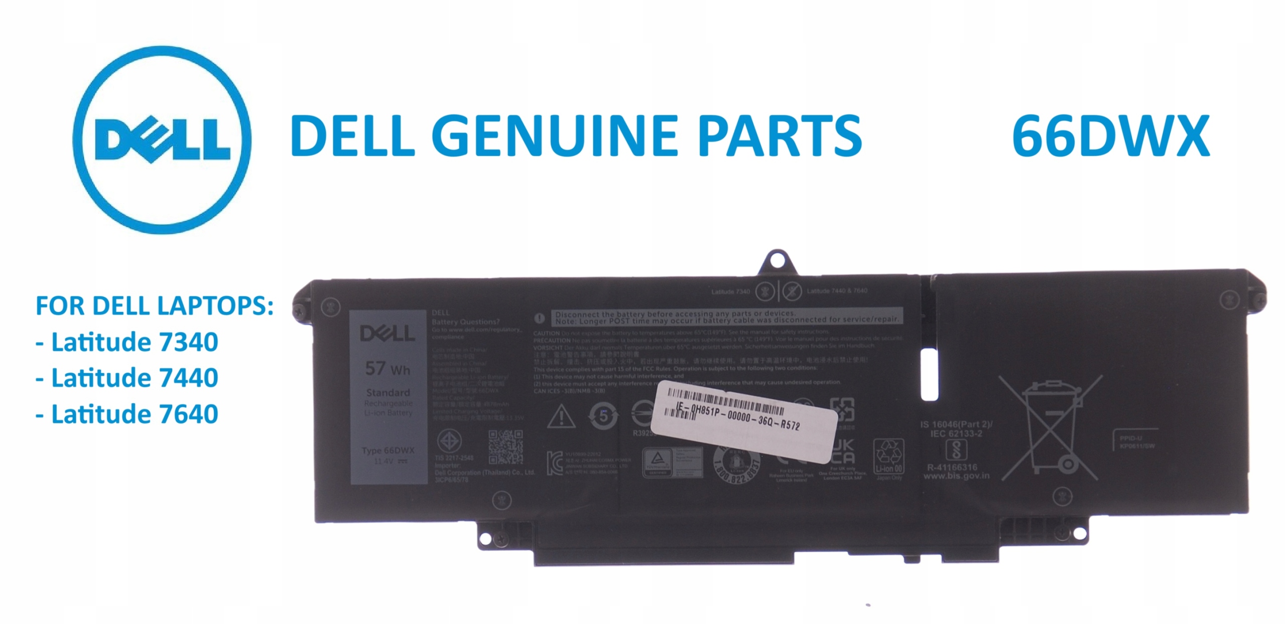 Baterie Dell Latitude 7340 7440 7640 Model: 66DWX