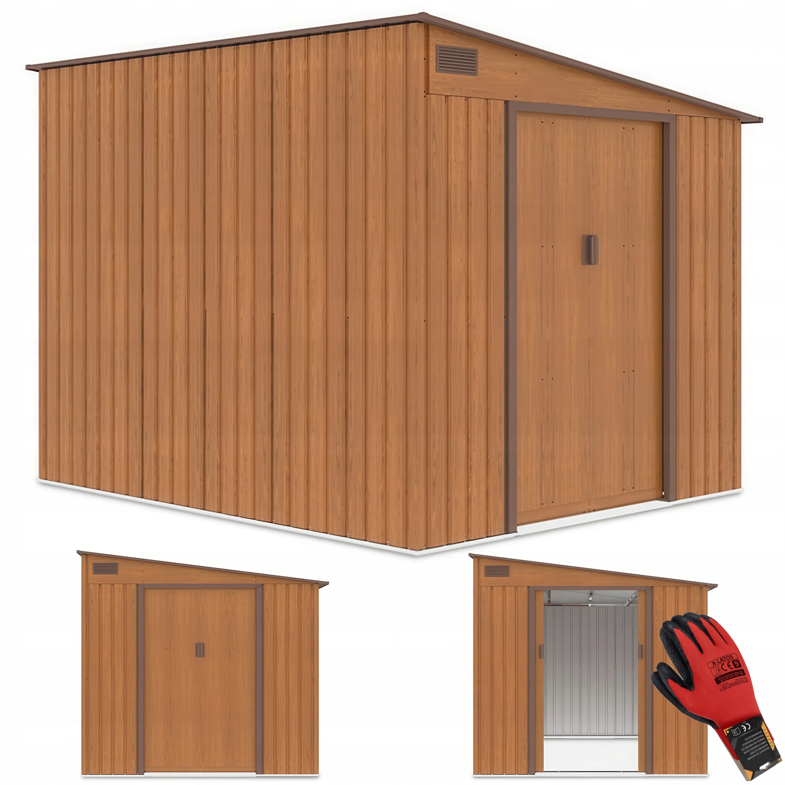 Domek Ogrodowy Metalowy Narzędziowy na Narzędzia Szopa Jasper 257x214 brąz