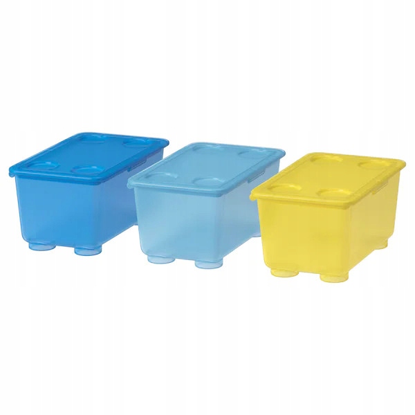 

Ikea pudełko z pokrywką Glis 17x10 żółty/nieb 3szt
