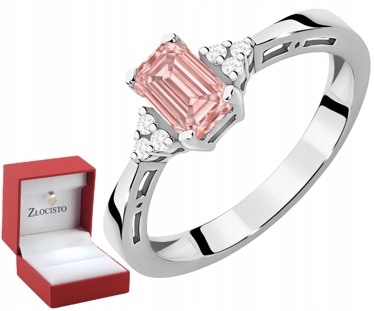 Pierścionek z brylantem lab. 0,50 ct Różowe Diamenty Białe Złoto 585 grawer