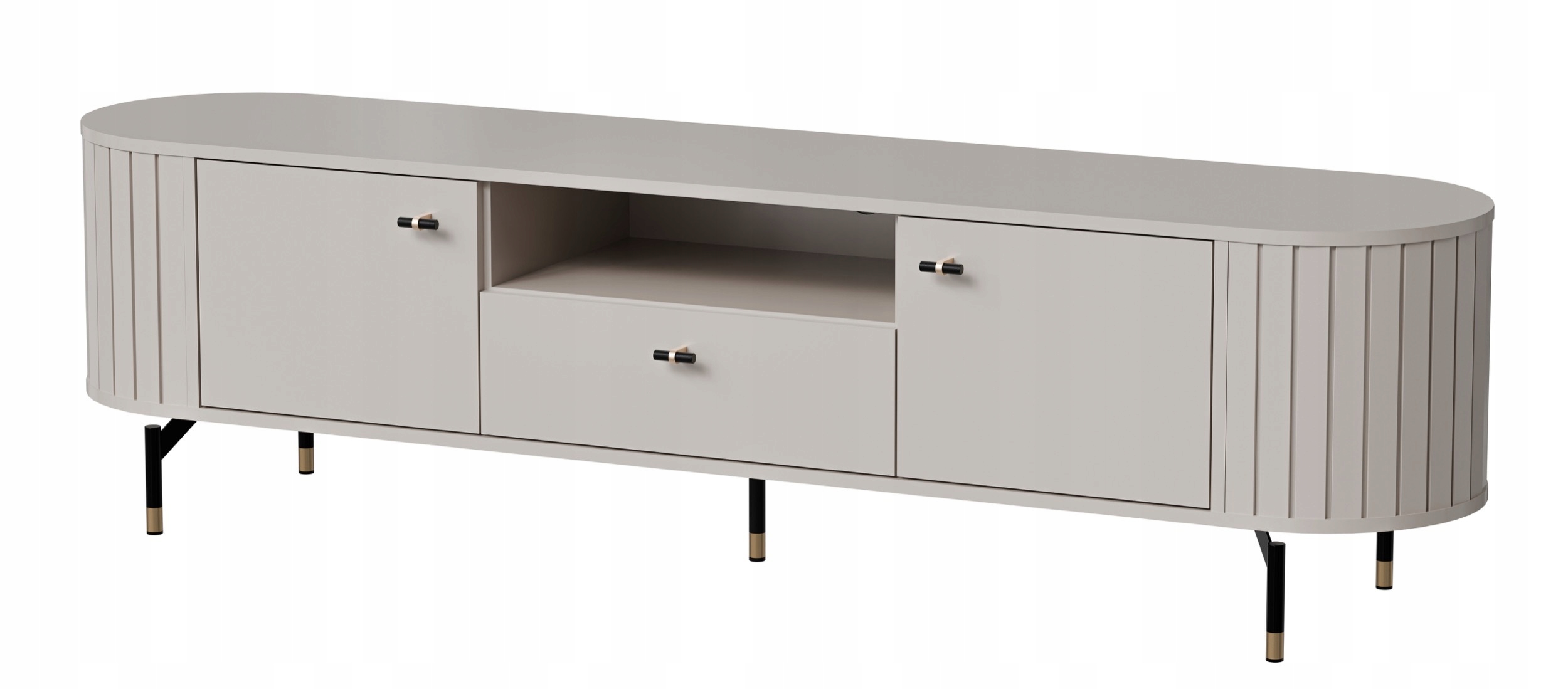 Dvoudveřová Rtv skříňka Zante s drážkami a zásuvkou 180 cm šedá béžová