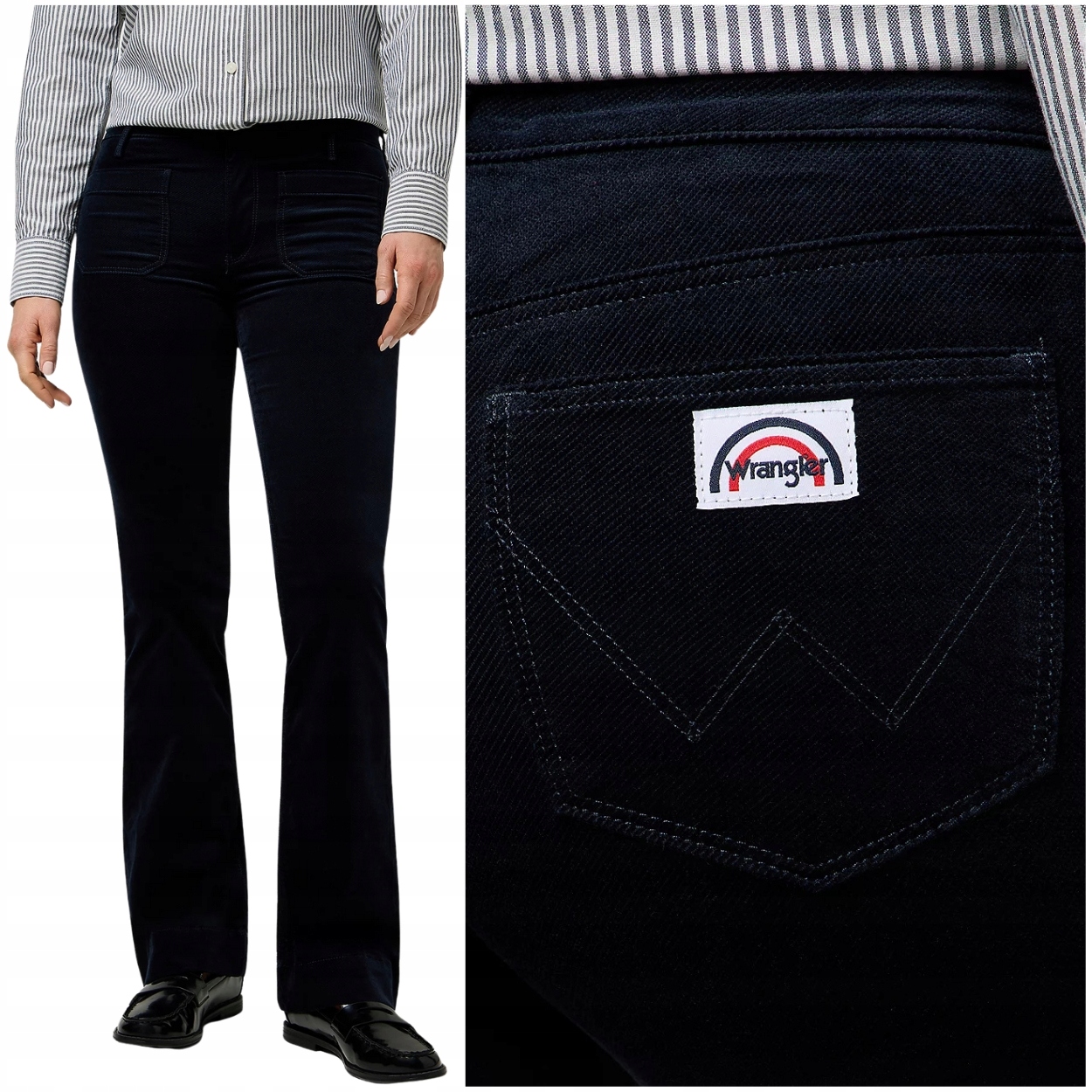 Wrangler Flare dámské látkové bavlněné zvonové kalhoty W29 L30