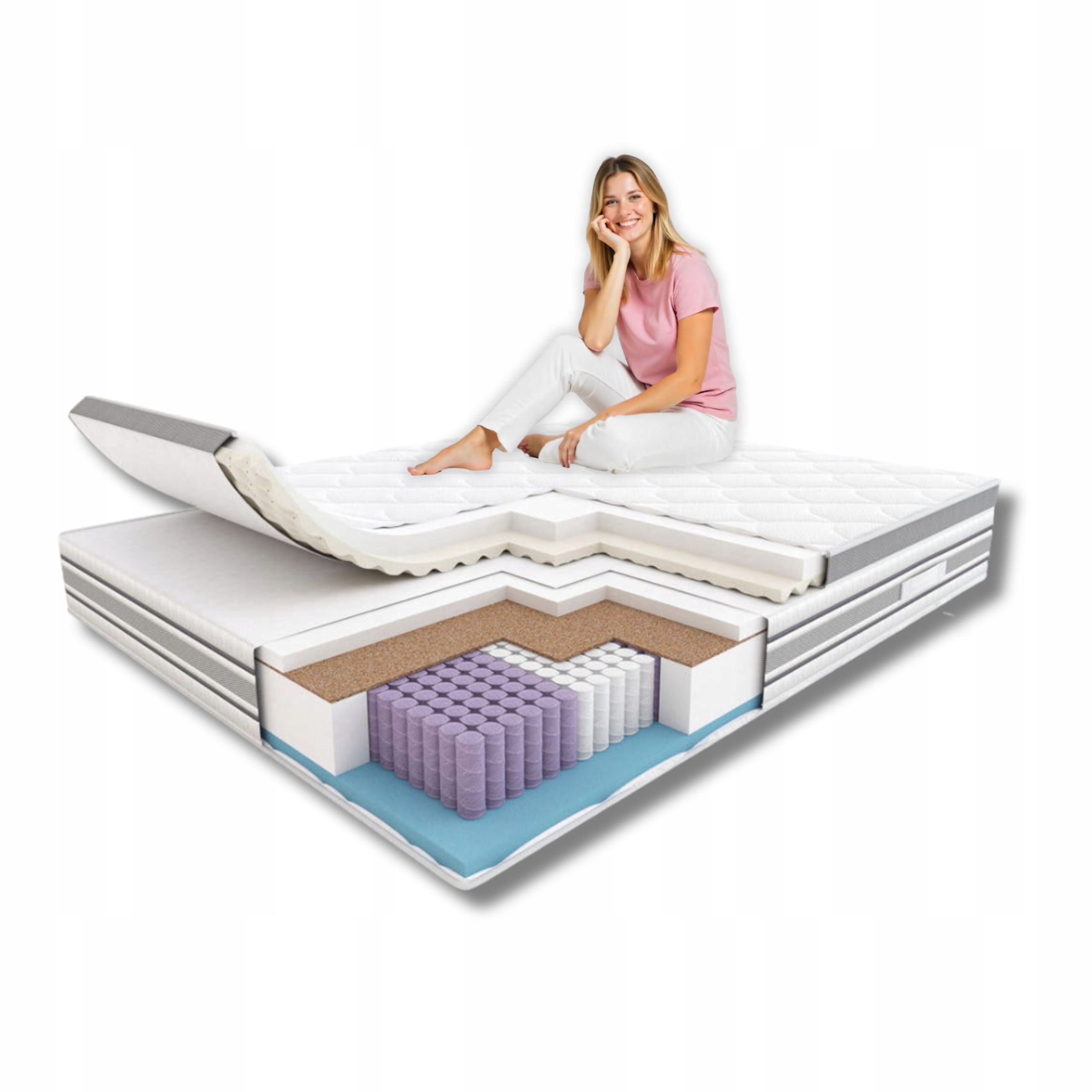 Materac 140x200 sprężynowy hybrydowy Hilding Electro Tencel New H1 H2 H3 H4