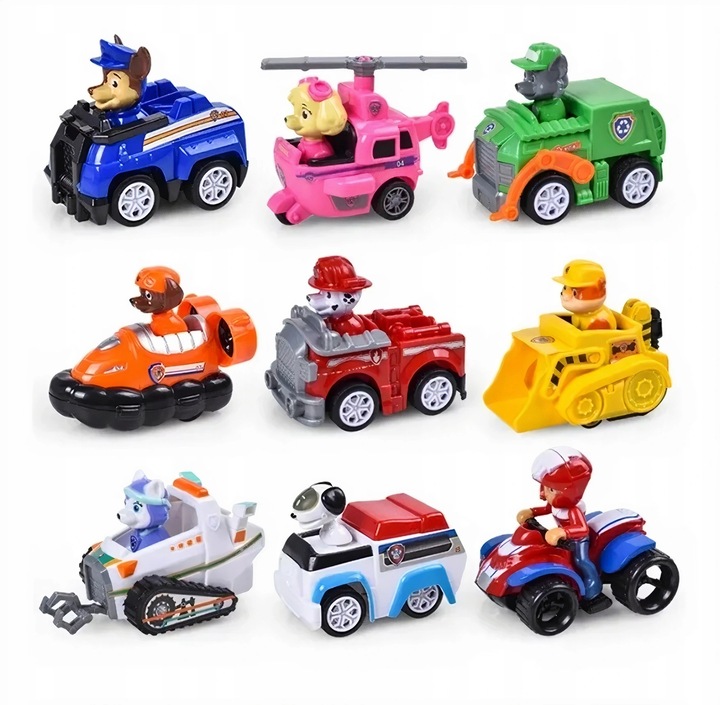 PSI PATROL 9 AUTEK Z NAPĘDEM FIGUREK ZESTAW DLA DZIECI SAMOCHODZIKI Marka Spin Master