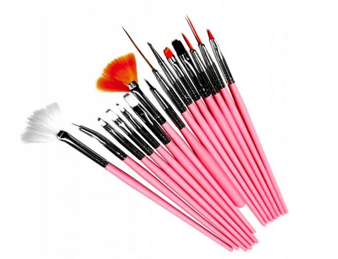 

Pędzelki Pędzle Zestaw Do Zdobień 15 Szt. Różowe