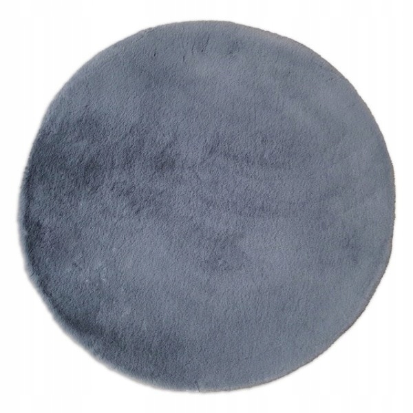 Plyšový tmavě šedý kulatý koberec rabbit, králičí kožíšek ,kruh 80cm