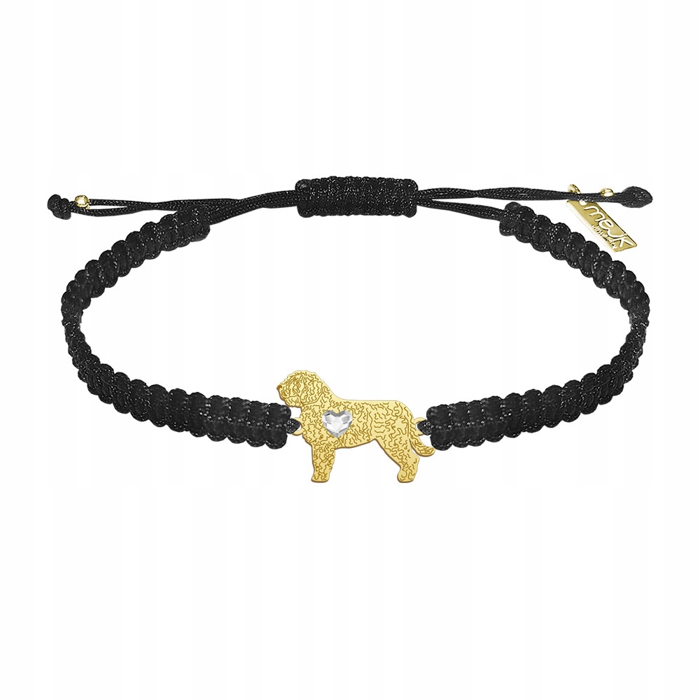Zlatý náramek s španělským vodním psem 925 Makramé Šperky Gravírování