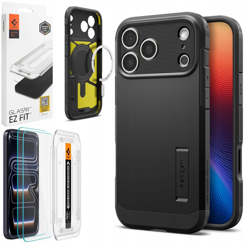Spigen Set Pouzdro Tough Armor MagSafe 2x Sklo pro Apple iPhone 17 Pro