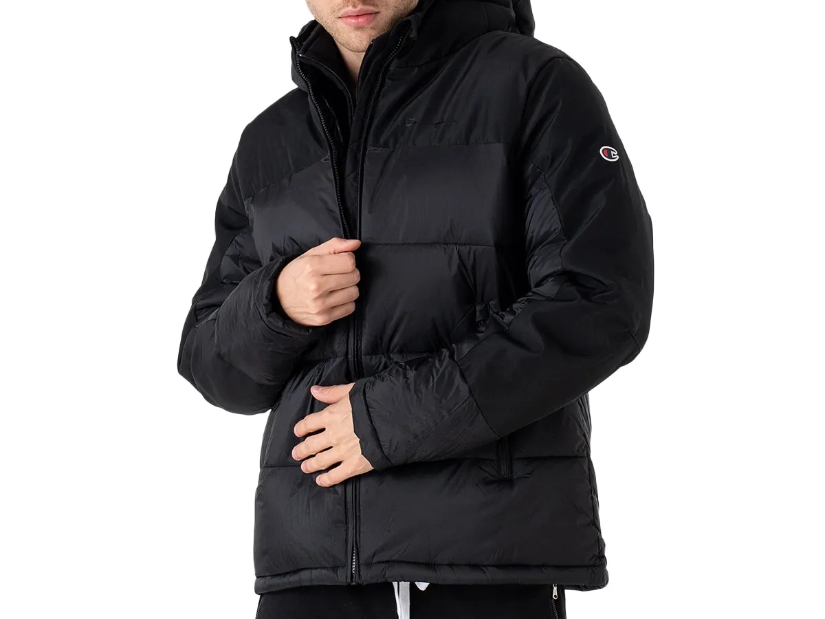 Pánská zimní prošívaná bunda Champion C Logo Patch sportovní černá XL