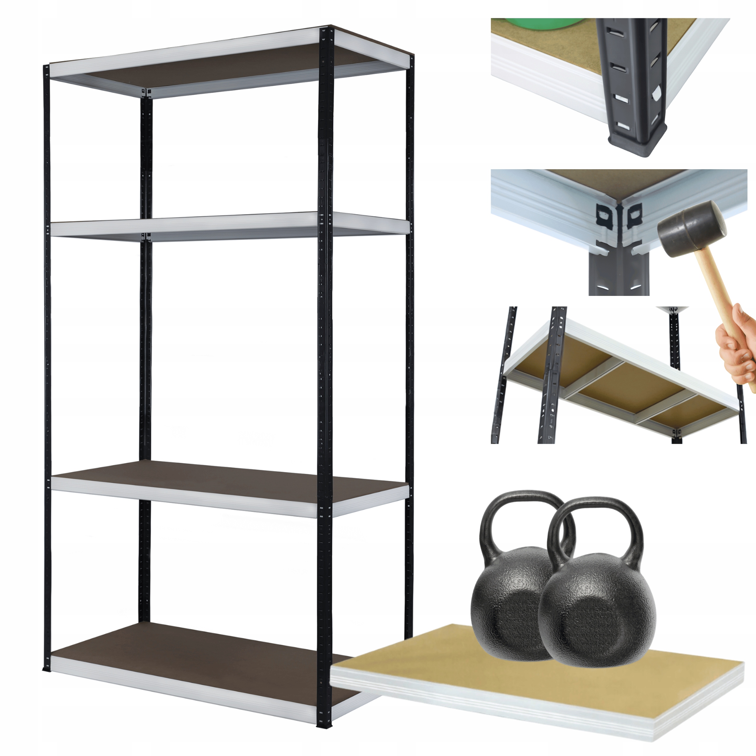 Kovový skladový regál s garážovým stojanom Helios 180x90x45 cm 4Px275 kg