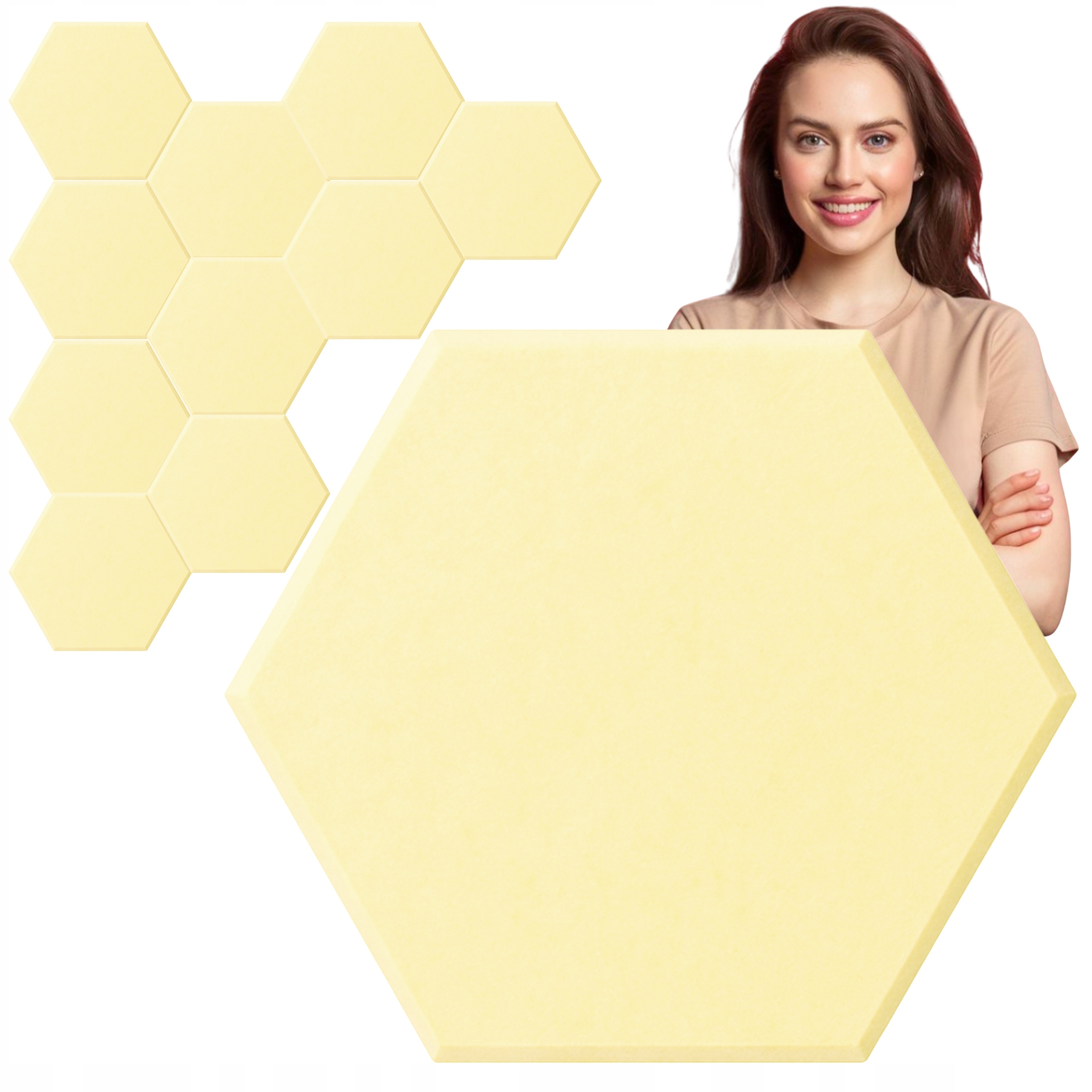 3D plstěné stěnové panely Hexagon 10 ks samolepicí akustická opěrka hlavy