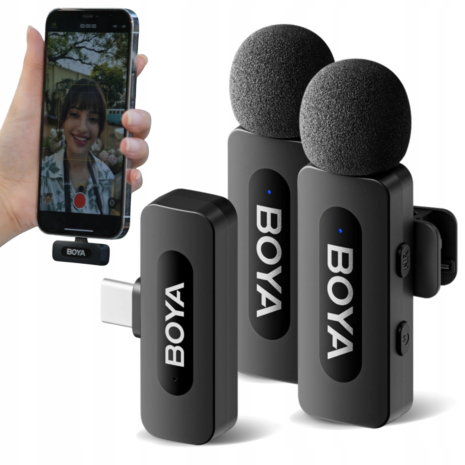 2x Mikrofon Bezprzewodowy Boya Zestaw Do Telefonu Usb-c Krawatowy Z Klipsem