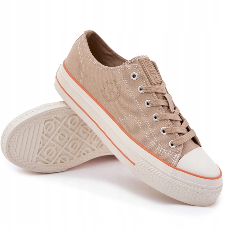 Pánské Nízké Tenisky S Látkovým Logem Big Star RR174323 Béžové 42