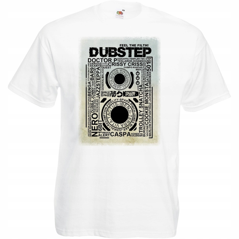 

Koszulka z nadrukiem dubstep muzyka dub L biała