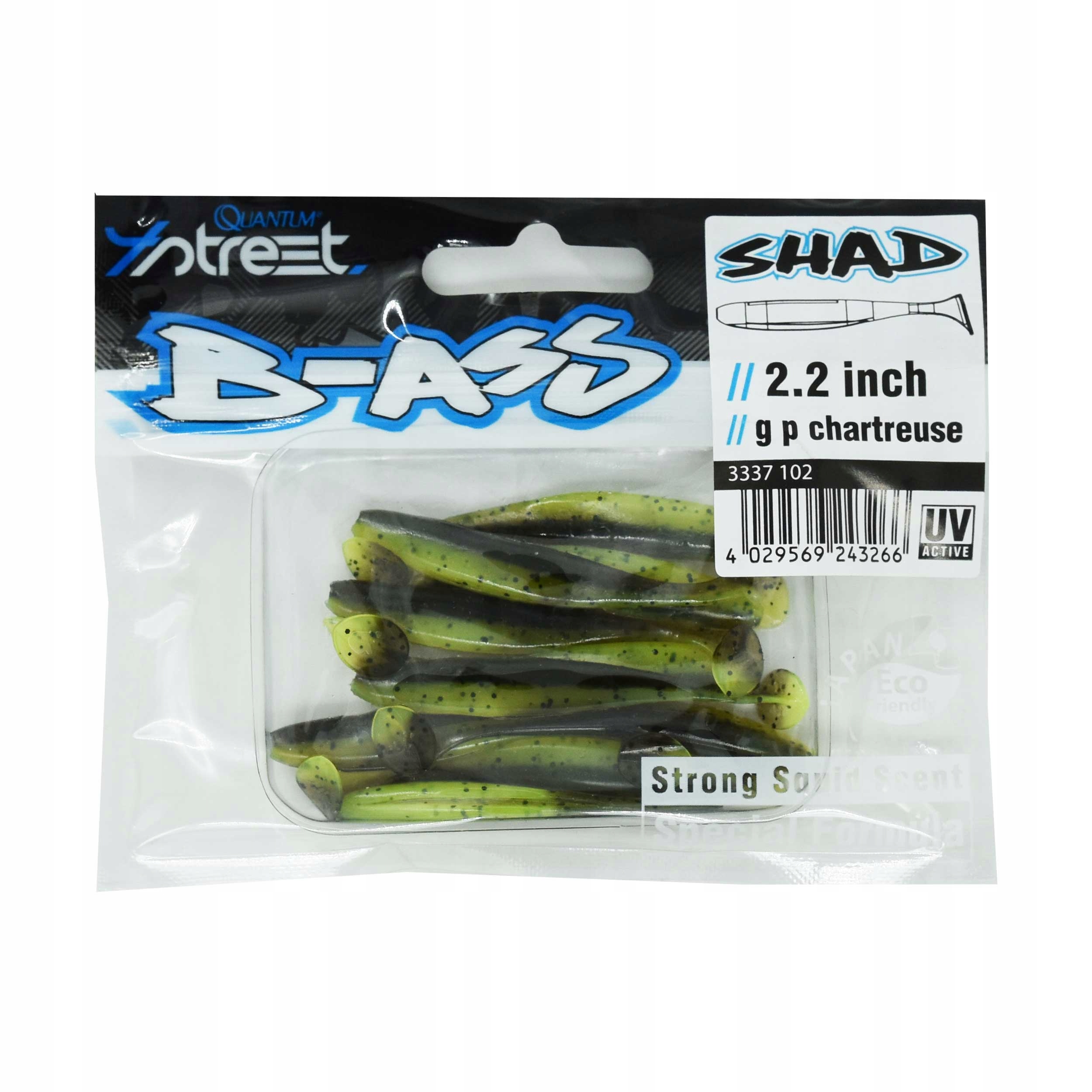 Przynęta ripper Quantum 4Street B-Ass Shad 5.6cm green 10szt. na okonie