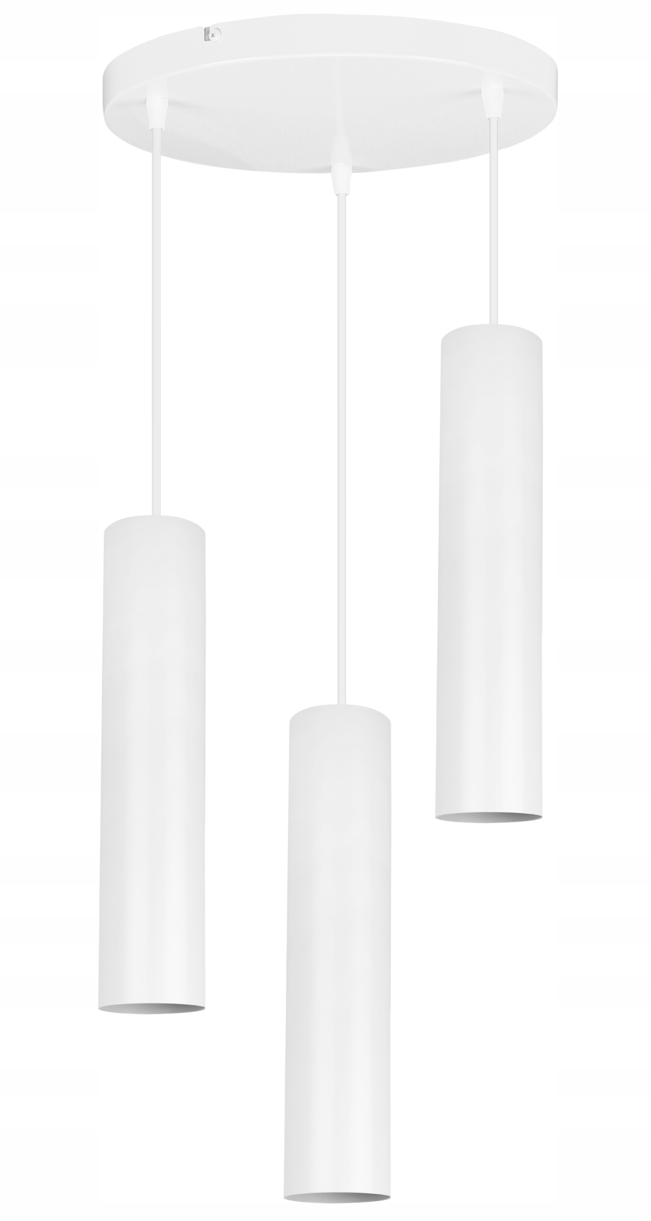 Lampa Sufitowa Wisząca Żyrandol Potrójny Biała Tuba Loft Nad Stół Wyspę