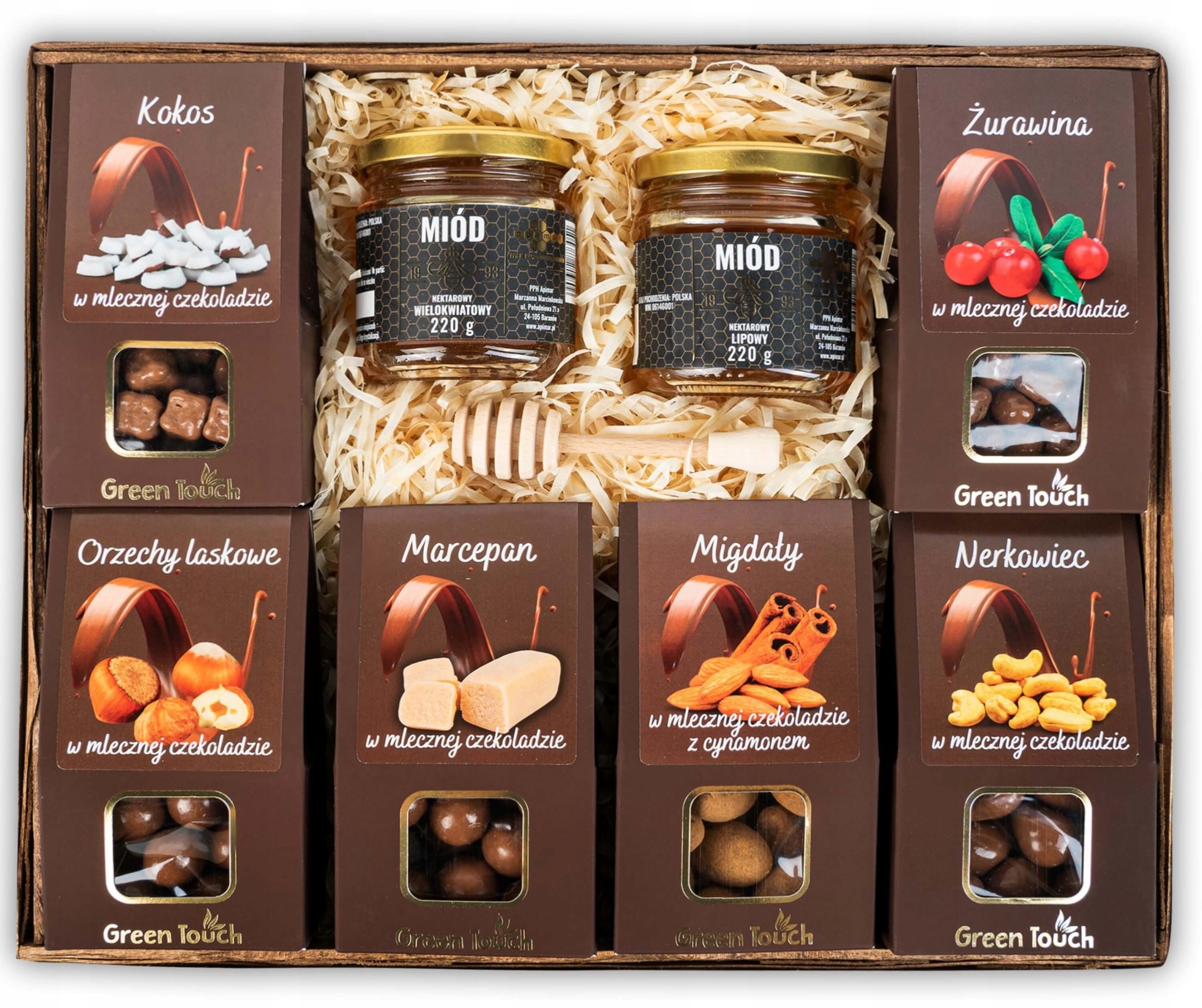 Duży Kosz Prezentowy zestaw miodów i czekolad