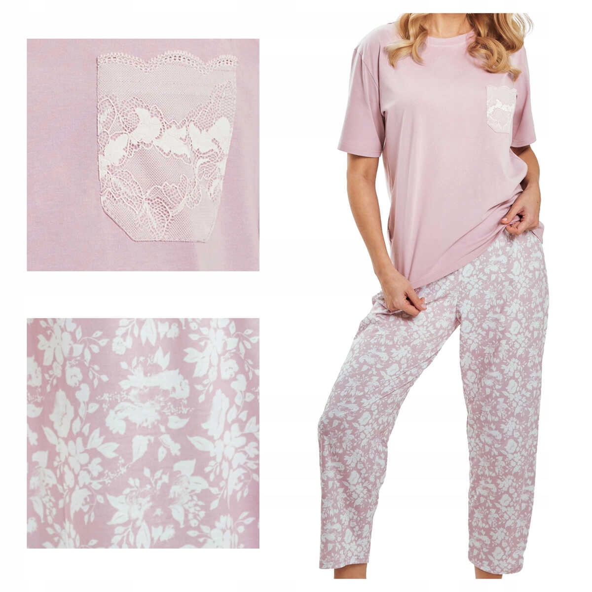 Taro Dámské bavlněné pyžamo s krátkým rukávem Adria 3540 01 růžové, velikost XL