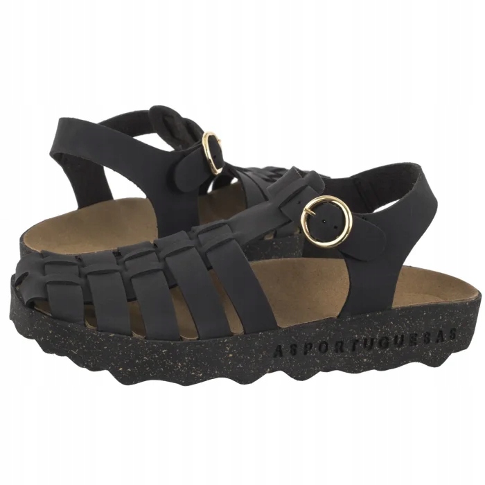 Dámské sandály Asportuguesas Calix L Eco Nubu Black Černé