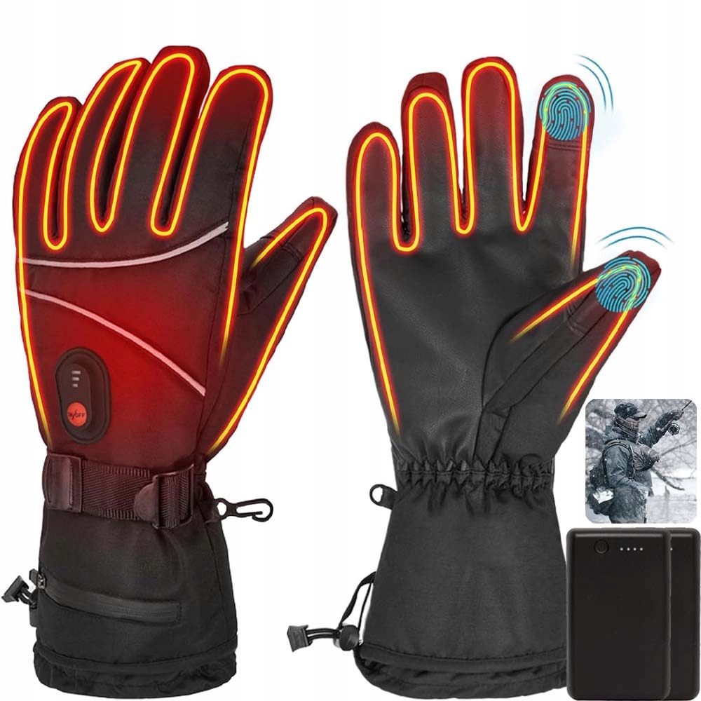 Rękawiczki Dla Dotyk Podgrzewane Zimowe Wiatroszczelne Wodoodporny Z 2 Aku
