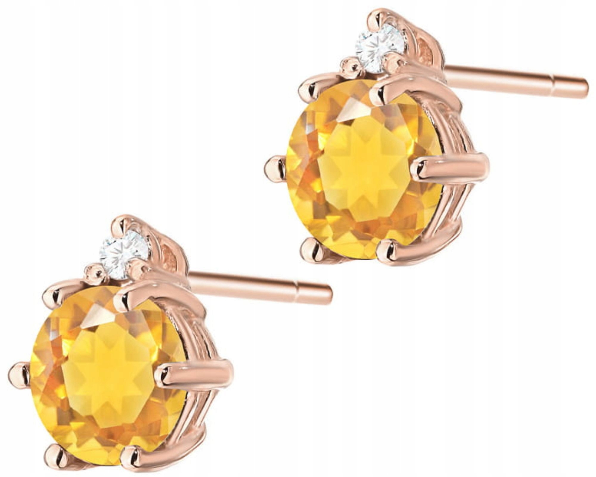 Zlaté Náušnice S Citrínem A Diamanty Na Pízanci Ryzost 585