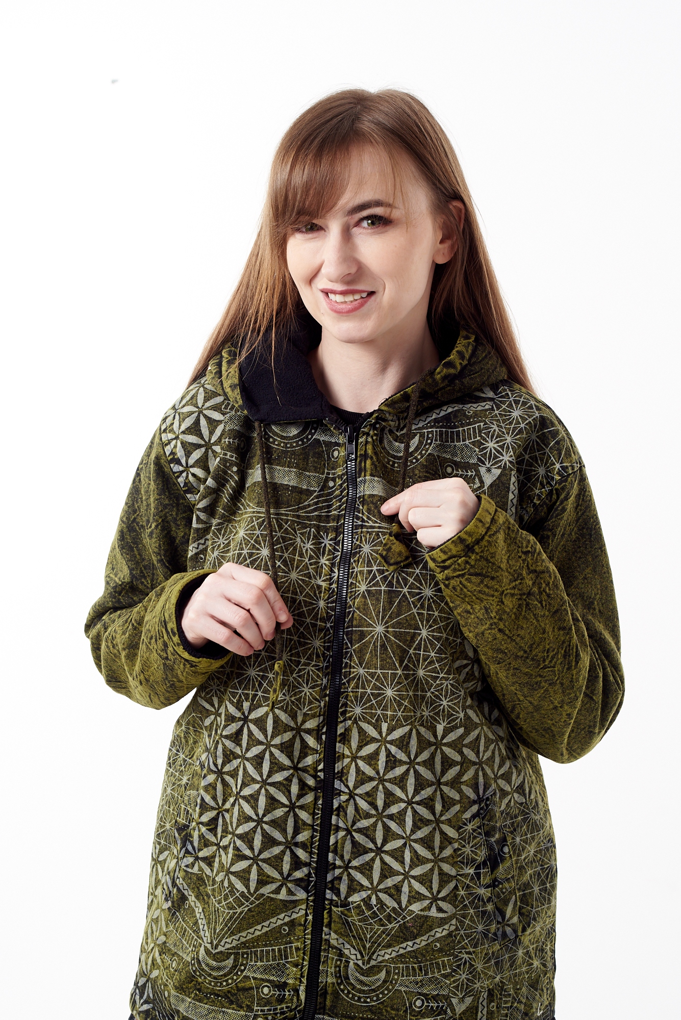 Psychedelická bunda s kapucí rozepínací mikina s fleecem unisex XL