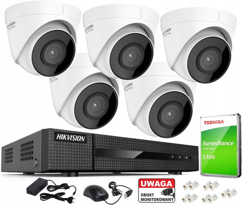 ZESTAW MONITORINGU IP 5 Kamer Full HD PoE do domu