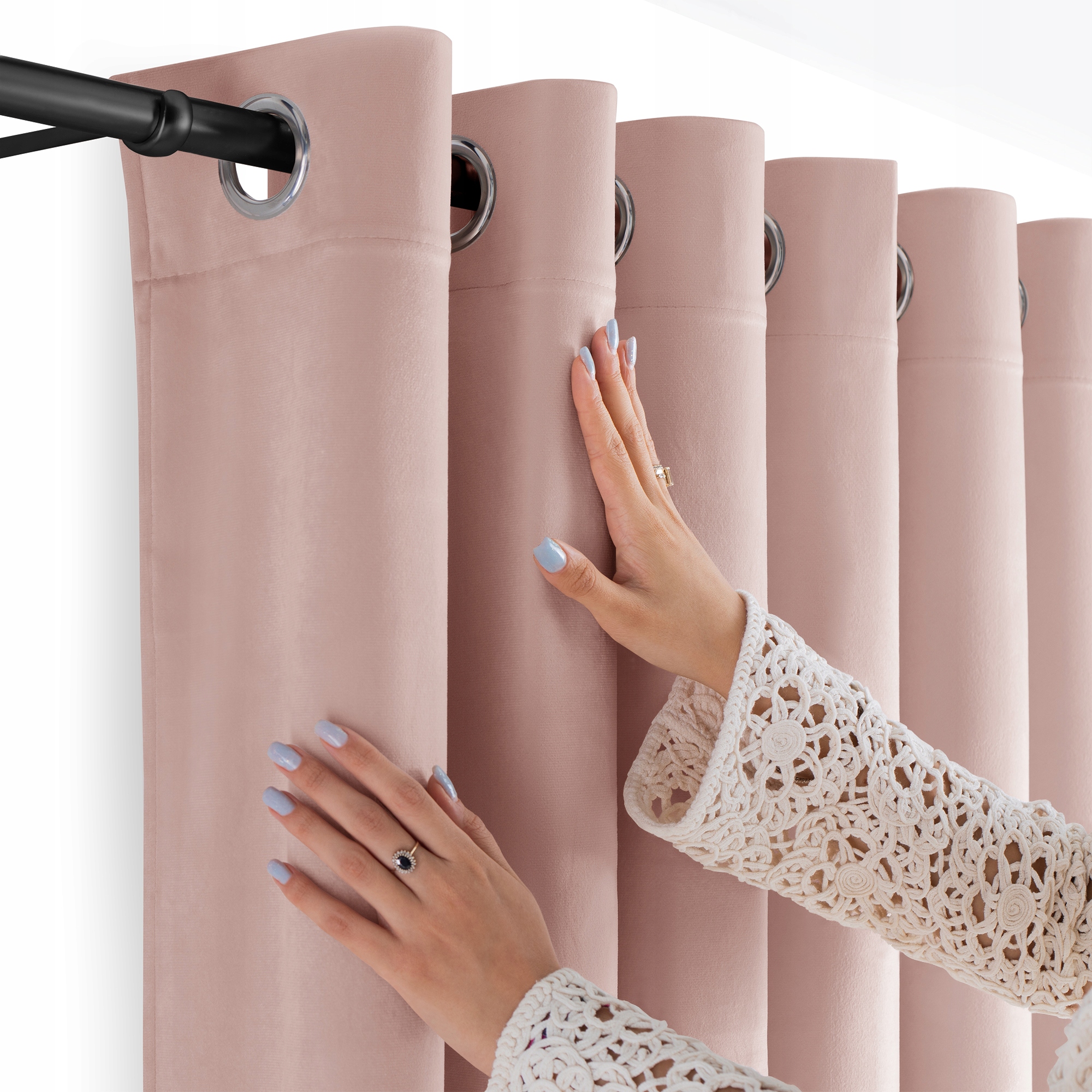 Filumi Záves velvetový velúr Strieborné priechodky Svetlo Ružový 530x250