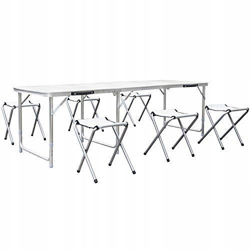 Duży Stół Stolik Turystyczny Kempingowy Składany 180x60cm 6xStołek