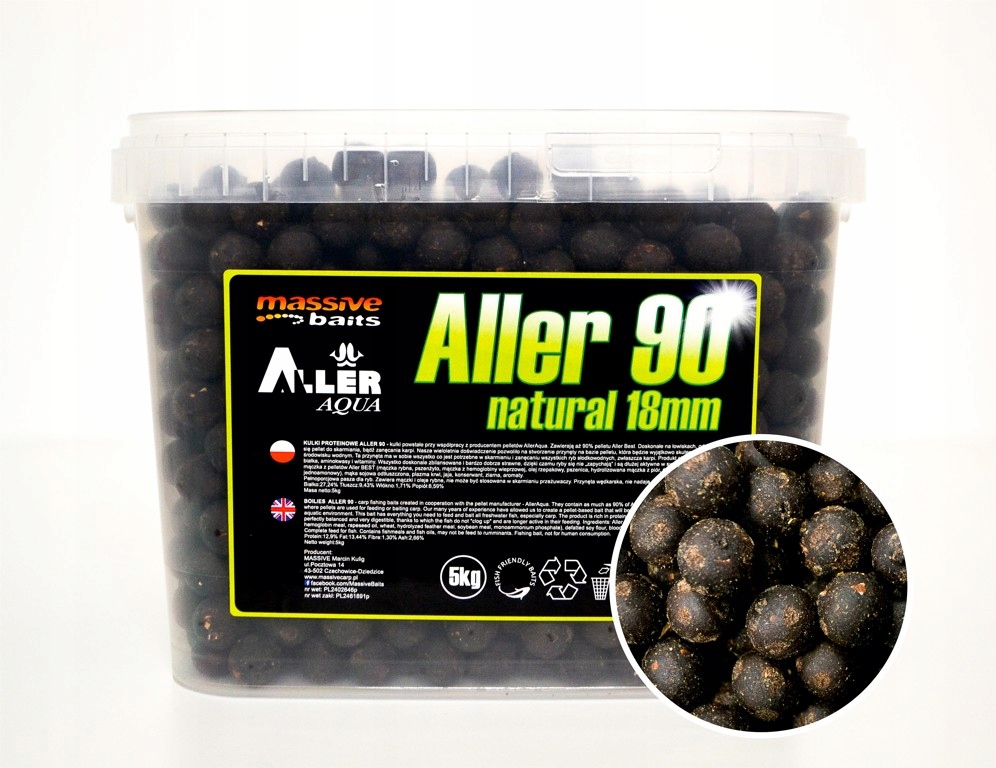 Massive Baits Kulki Aller 90 Natural 18mm 5kg