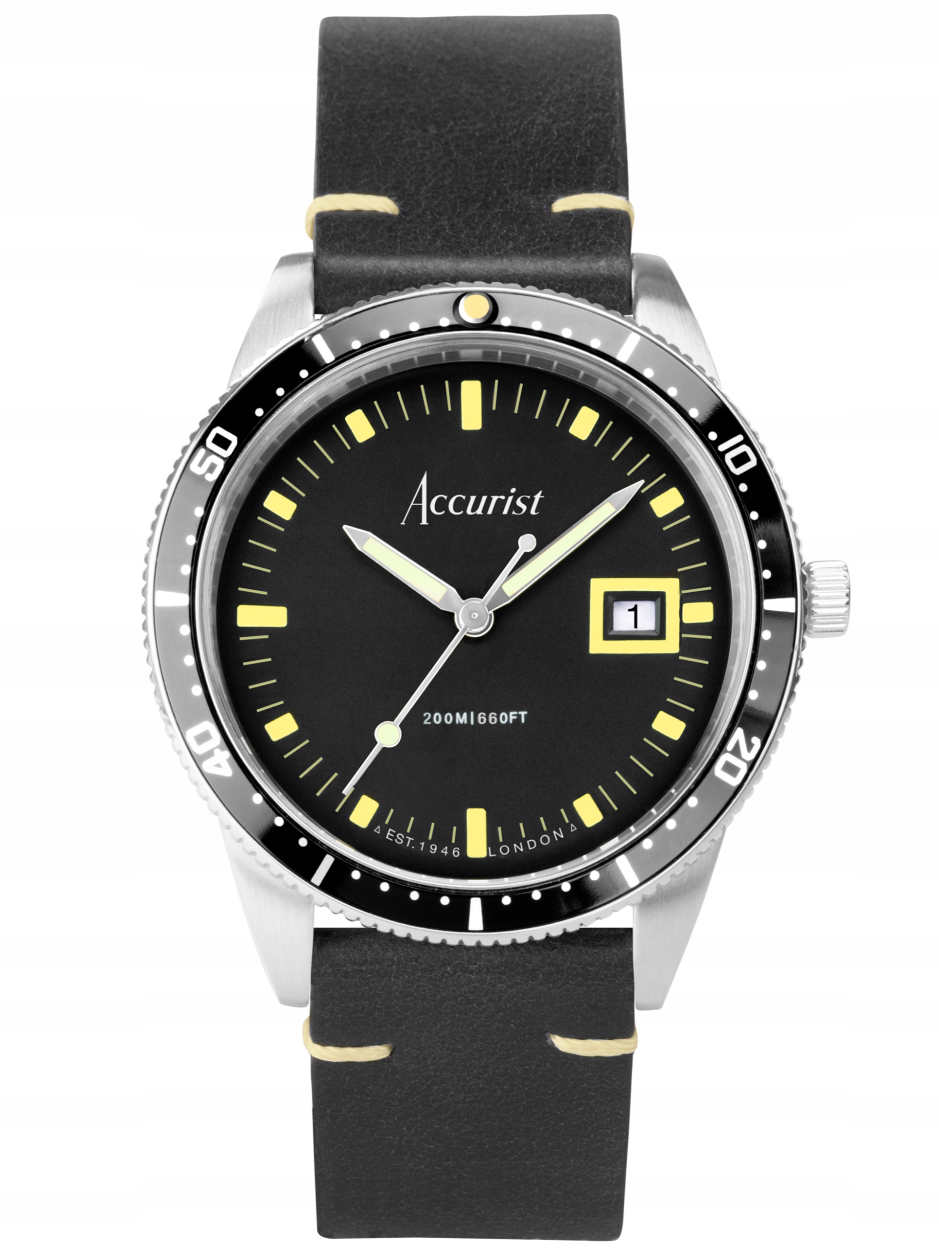 Nové Originální Pánské Hodinky Accurist Dive 72001 černé datum gravírování