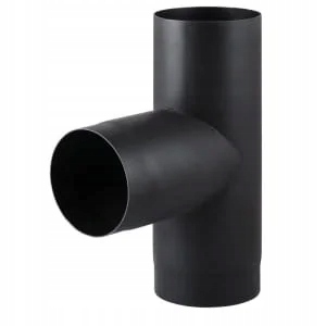 Trójnik Spalinowy Żaroodporny Stalowy Dymowy 90 Stopni Czarny Fi 180 mm