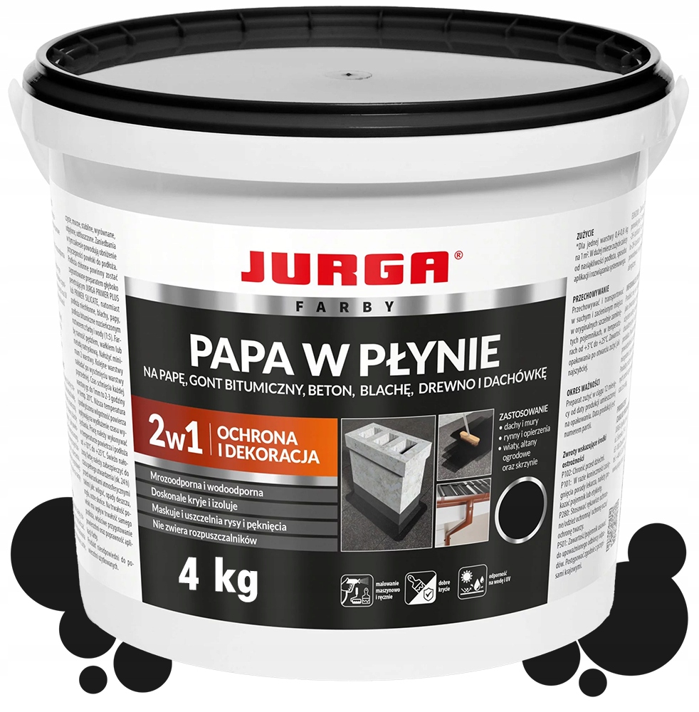 Papa w płynie, farba na dach 4kg czarna Jurga