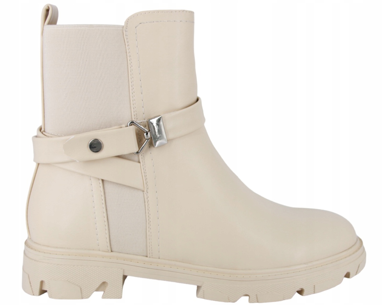 Kotníkové Boty Na Nízkém Podpatku Béžové Eko Kůže Boty Velké Jarní Velikosti 41