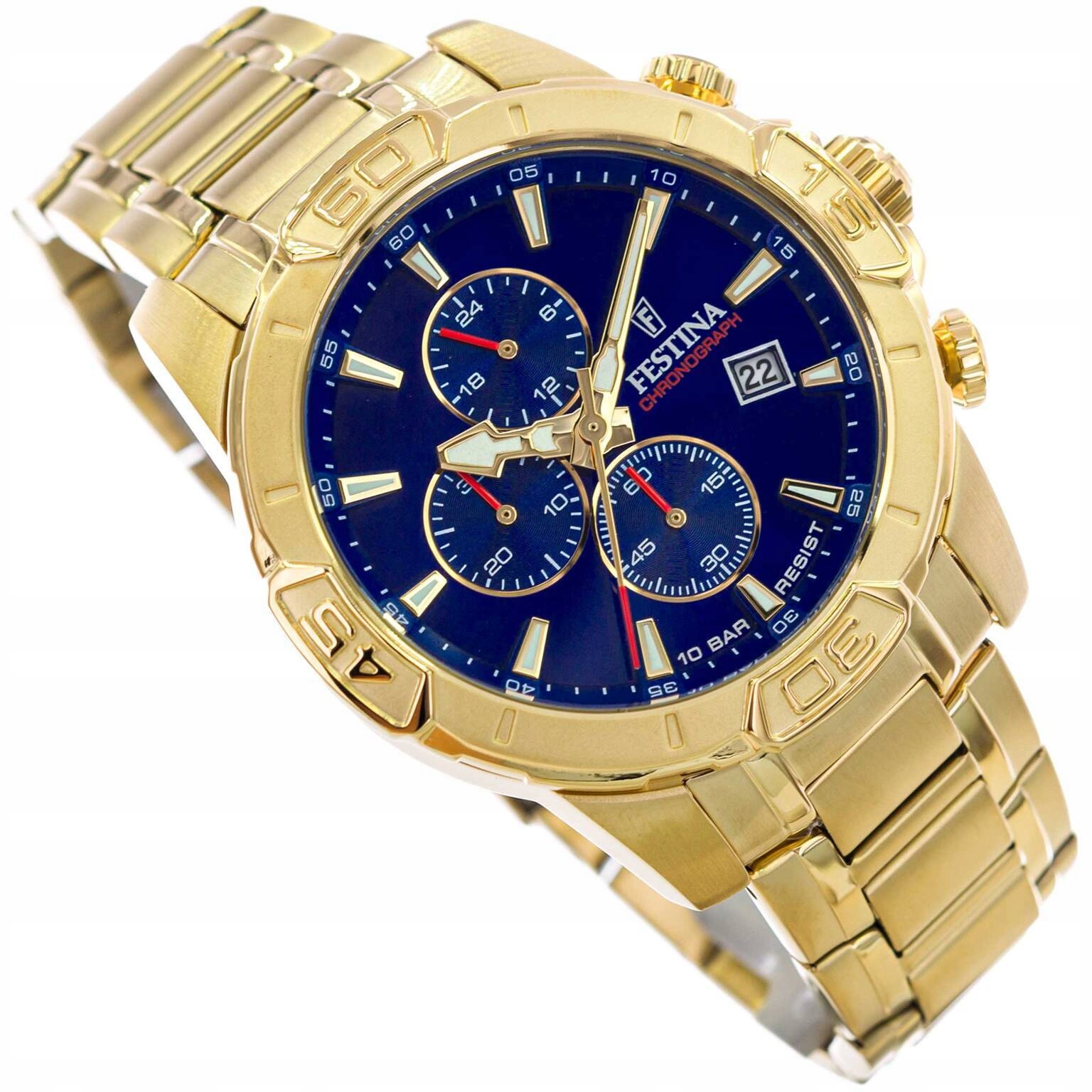Pánské Hodinky Festina F20705/3 Timeless Chronograph Zlaté Na Náramku