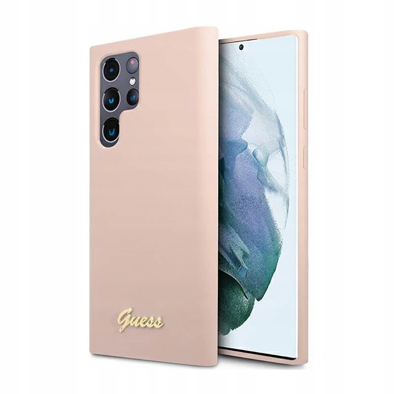 Guess Metal Logo Pouzdro pro Samsung Galaxy S23 Ultra (růžové)