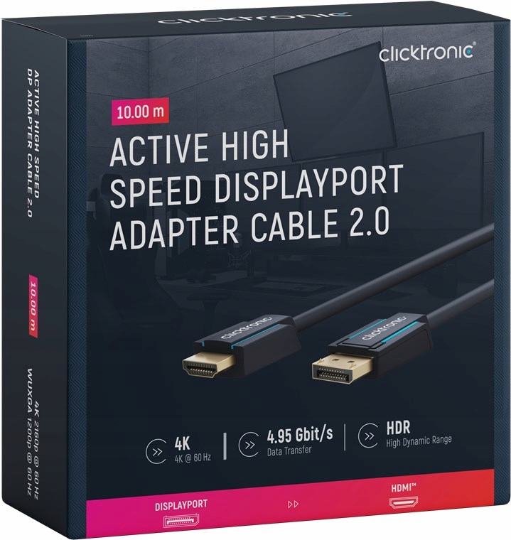 Clicktronic Připojení DisplayPort Hdmi 4K 10 m