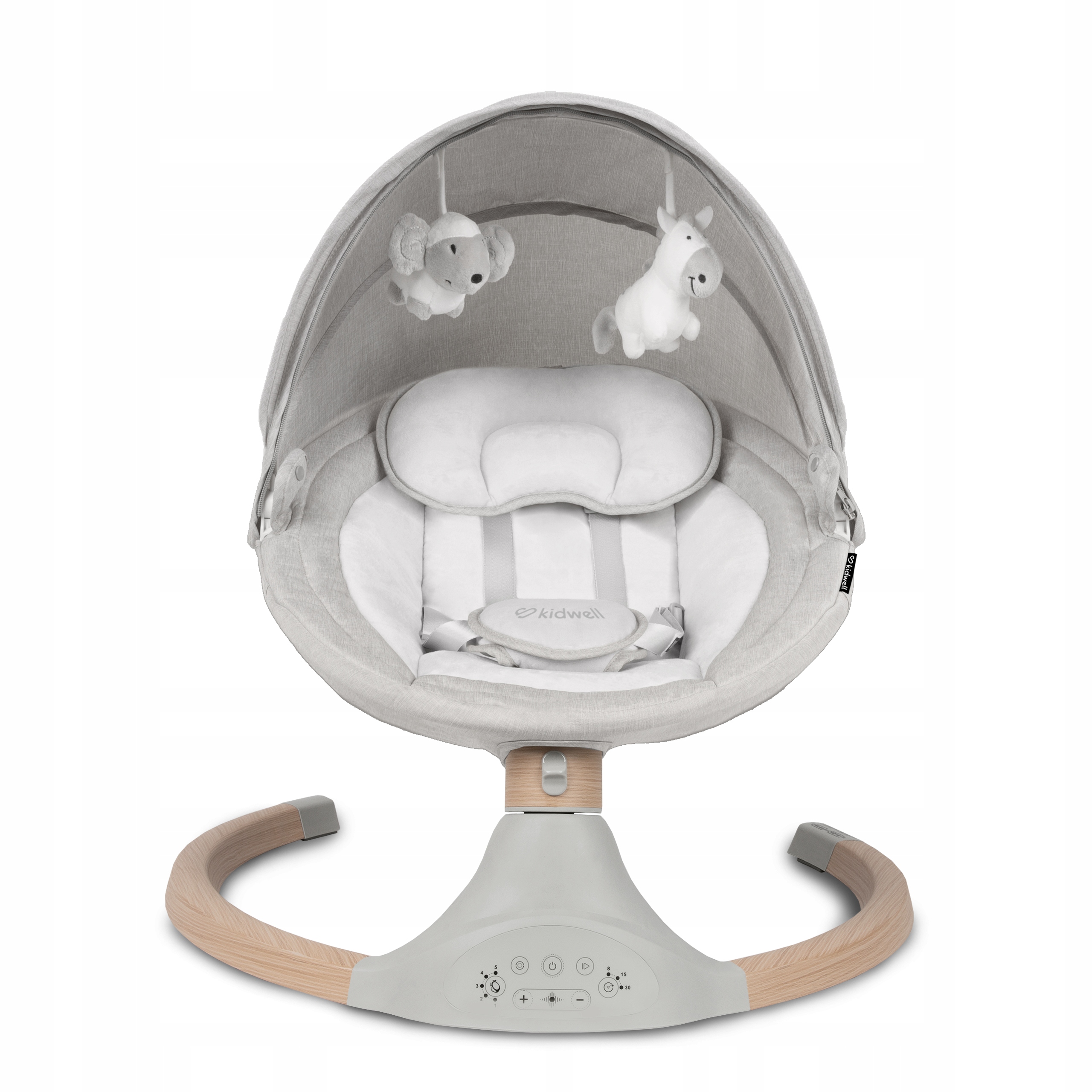 Leżaczek bujaczek Elektryczny Kidwell LUXI 2w1 jasno szary/drewno Marka Kidwell