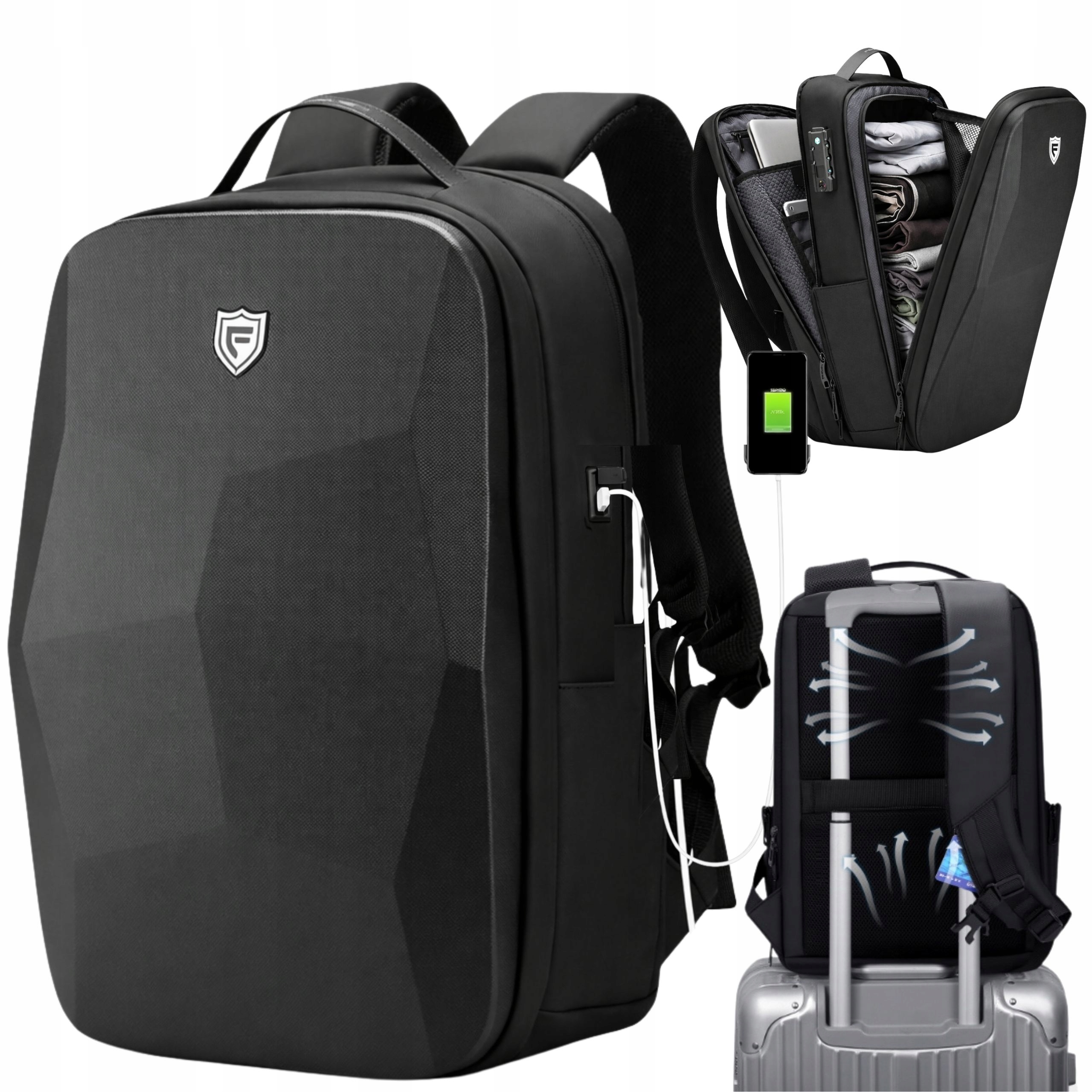 Plecak Torba Na Laptopa Męska 17 XXL Biznesowy Szkoły Usb Tsa Fenruien