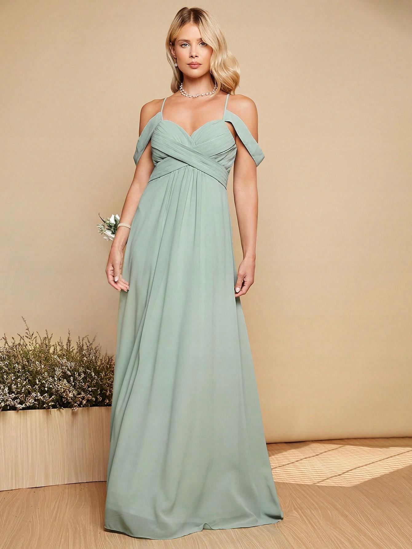 LC44108 Shein Elegantní Šaty Maxi S Odhalenými Nařasenými Rameny (26) S