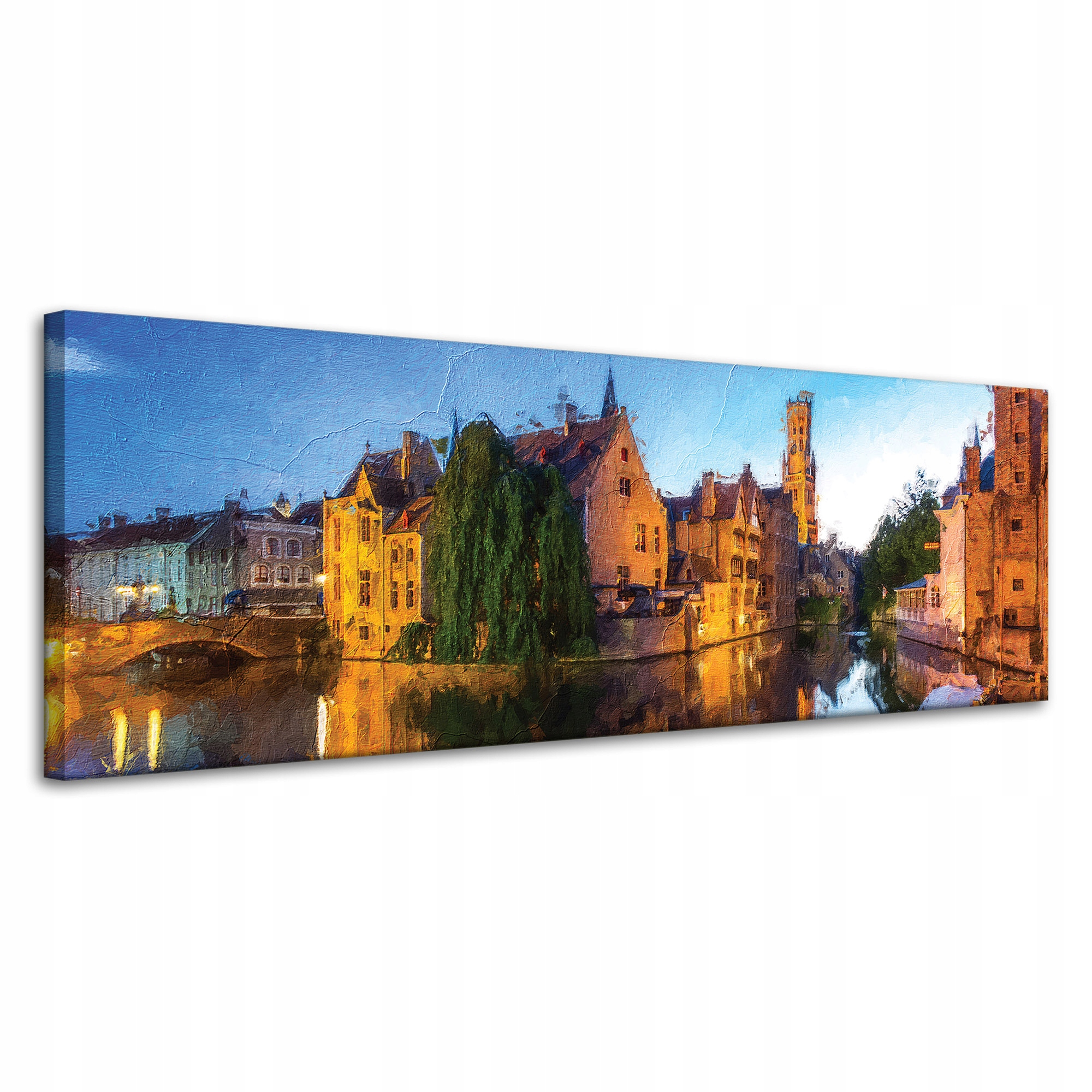 Obraz na plátně Řeka Město Olejový večer Styl 120x40 cm