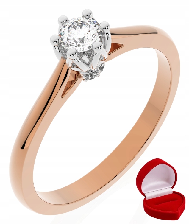 Zlatý Zásnubní Prstýnek 585 14k Briliant Lab 0,14 ct Růžové Zlato R22