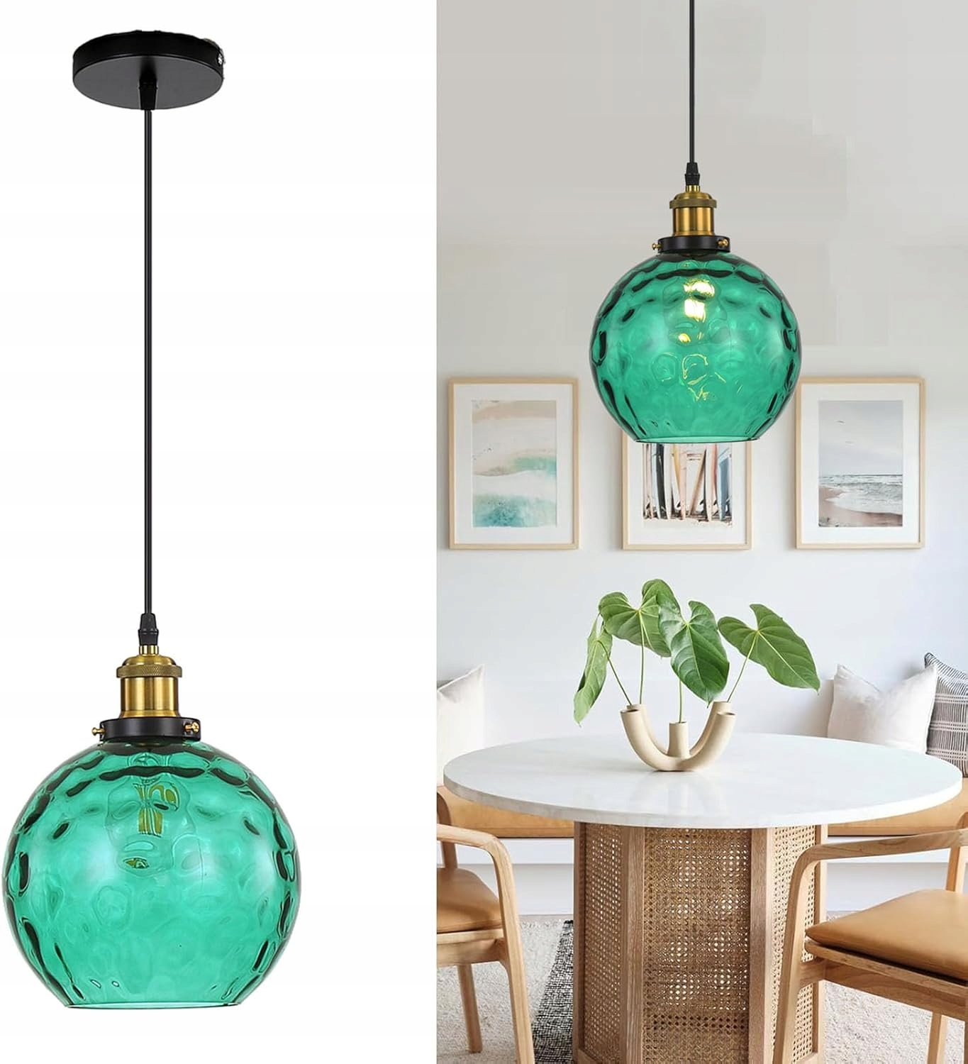 Industriální lampa Zelená skleněná loftová koule do obývacího pokoje Ložnice Jídelna