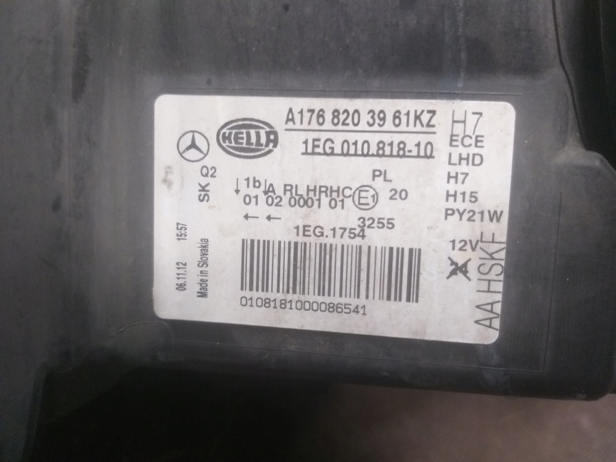light front right MERCEDES A KLASA W176 A1768203961