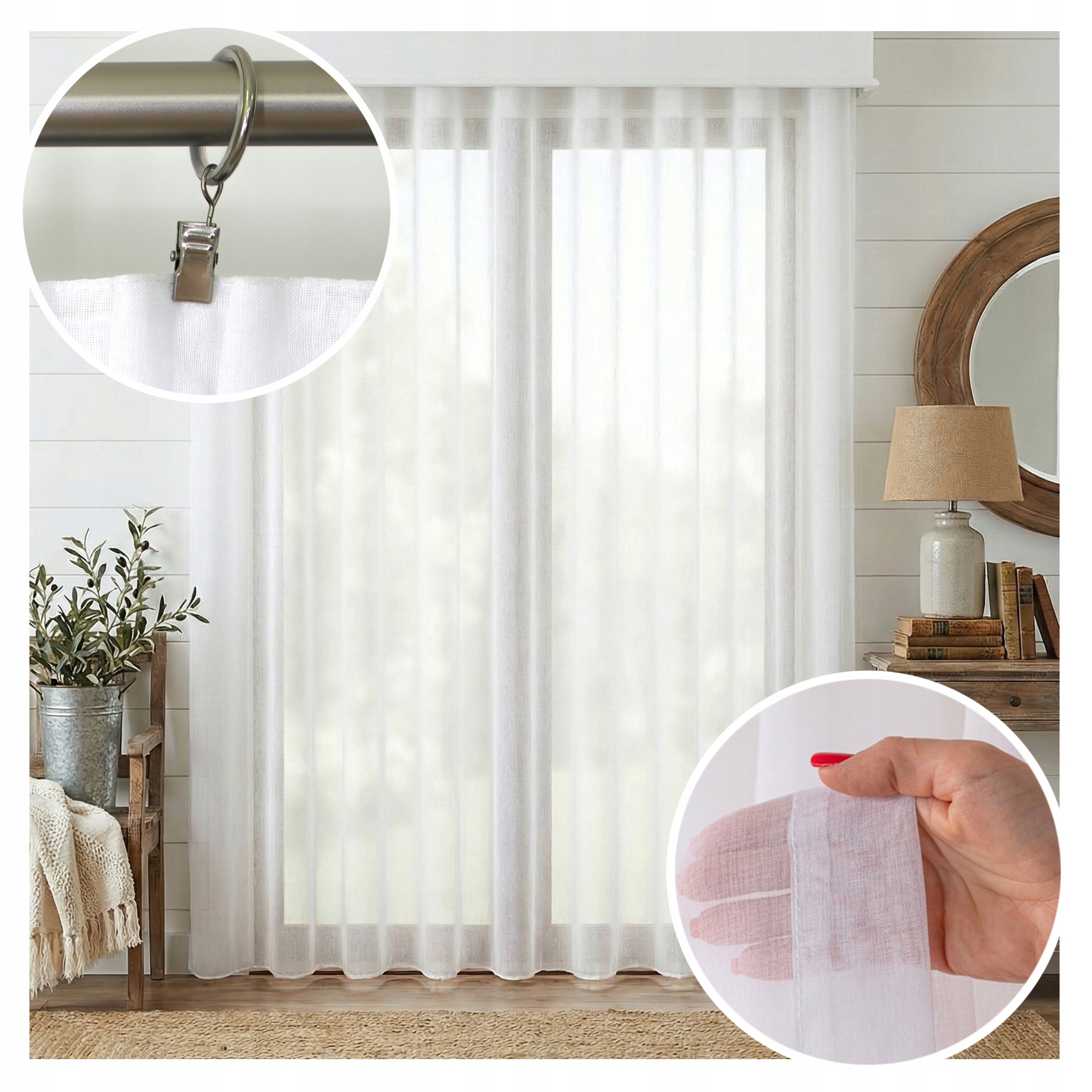 Záclona Etamin Páska Veronika 300x210 cm Modern Farmhouse Hotová Olověná