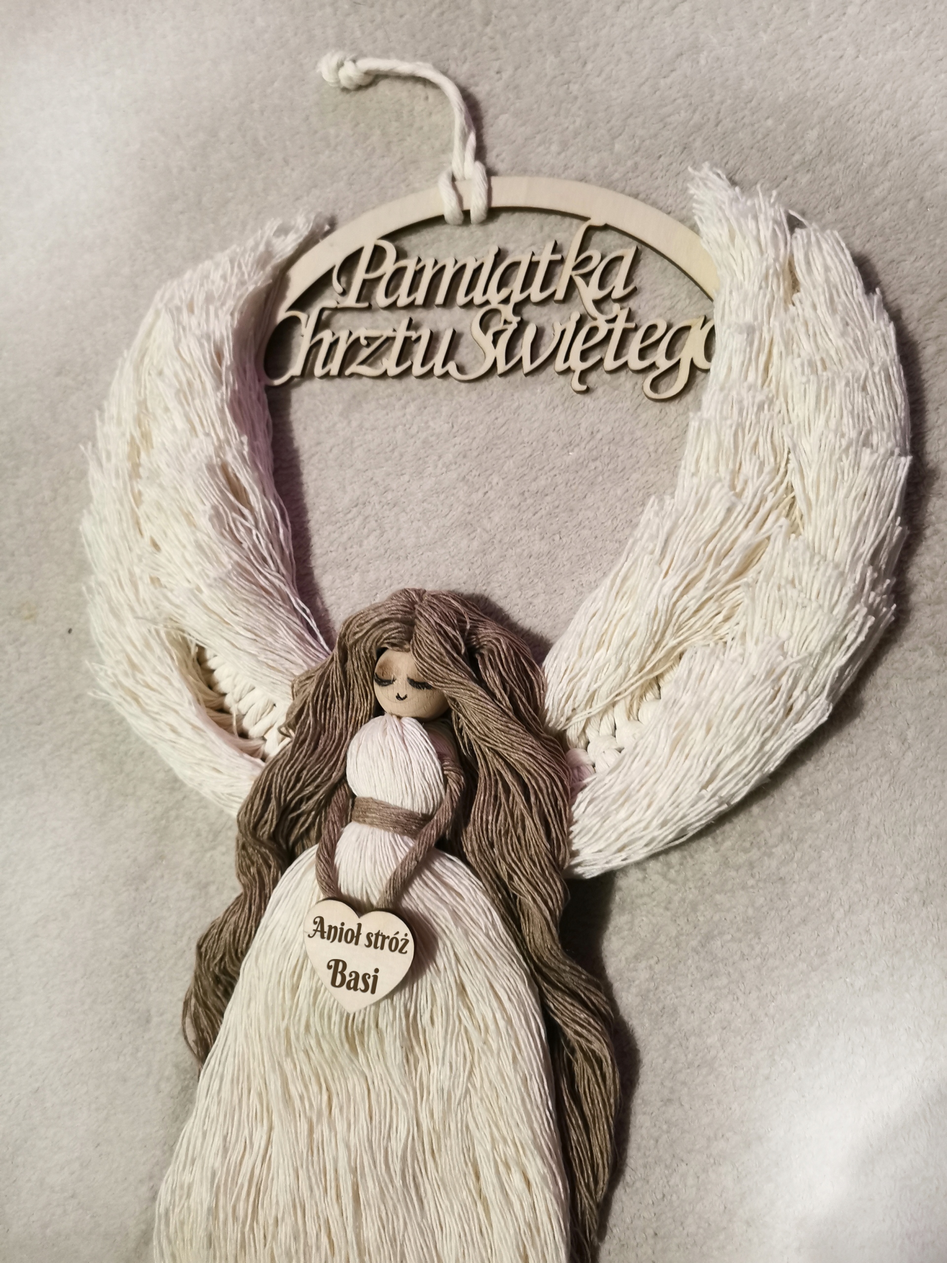 Anděl strážný Makramé Dárek Ke Křtinám svatého věnování Dárek Na Křtiny