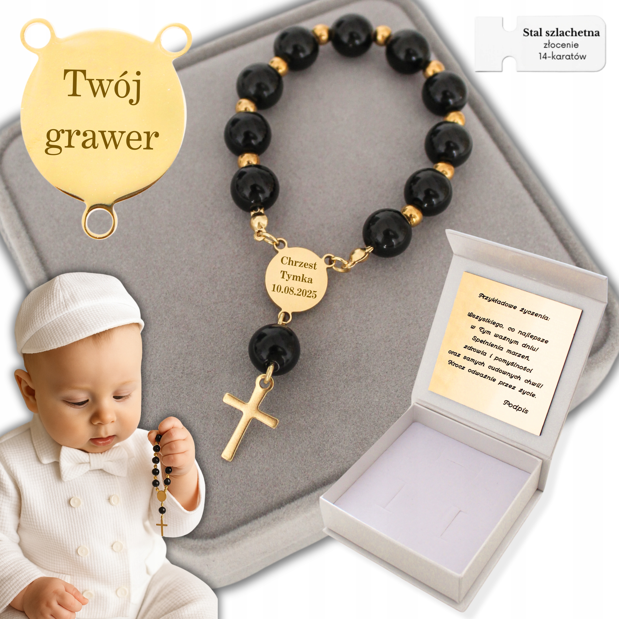 Dárek Ke Křtinám Svatý růženec Dárek na křtiny pro chlapce nebo dívku