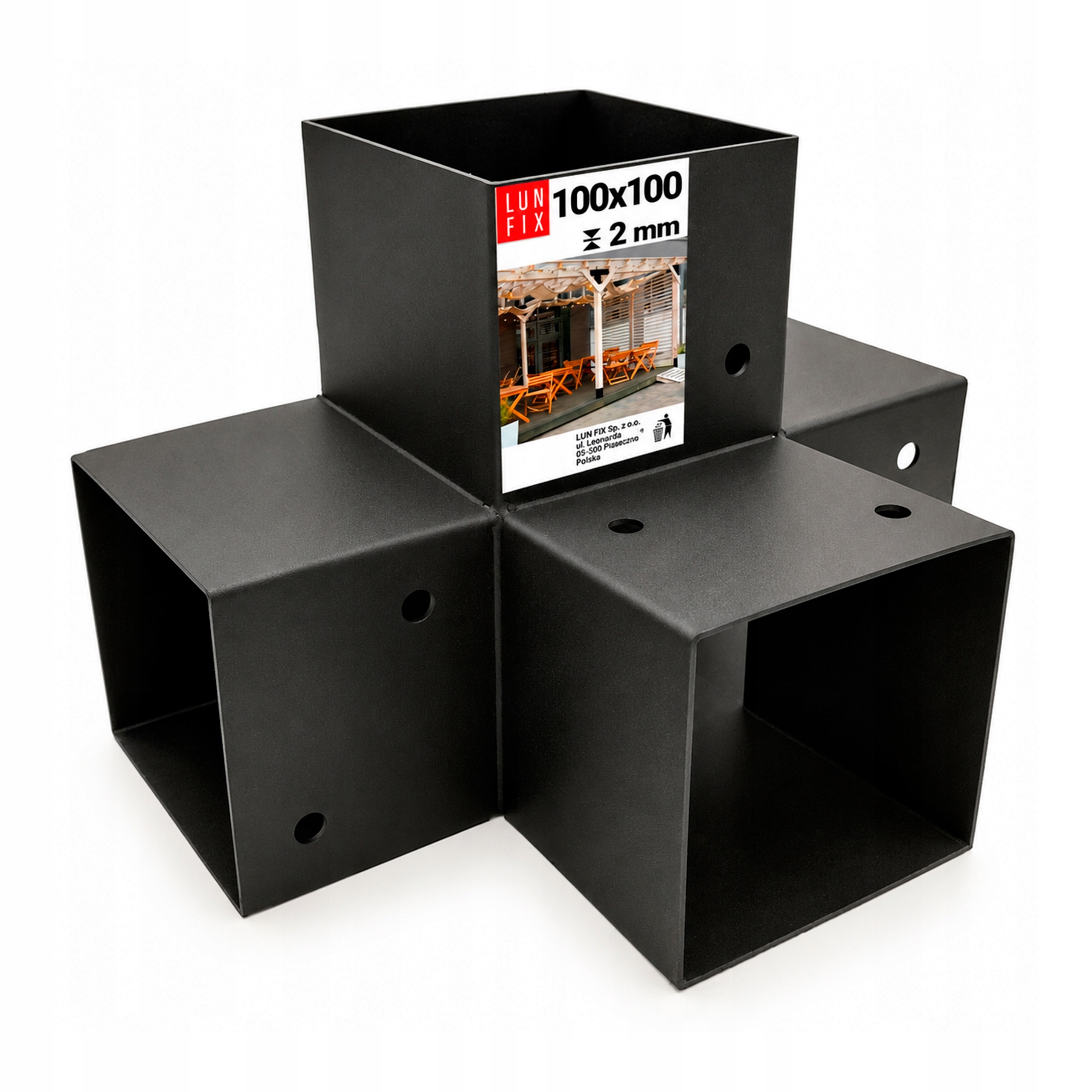 Spojka kantovky 10x10 pro nosníky altánků rohová 4 konce