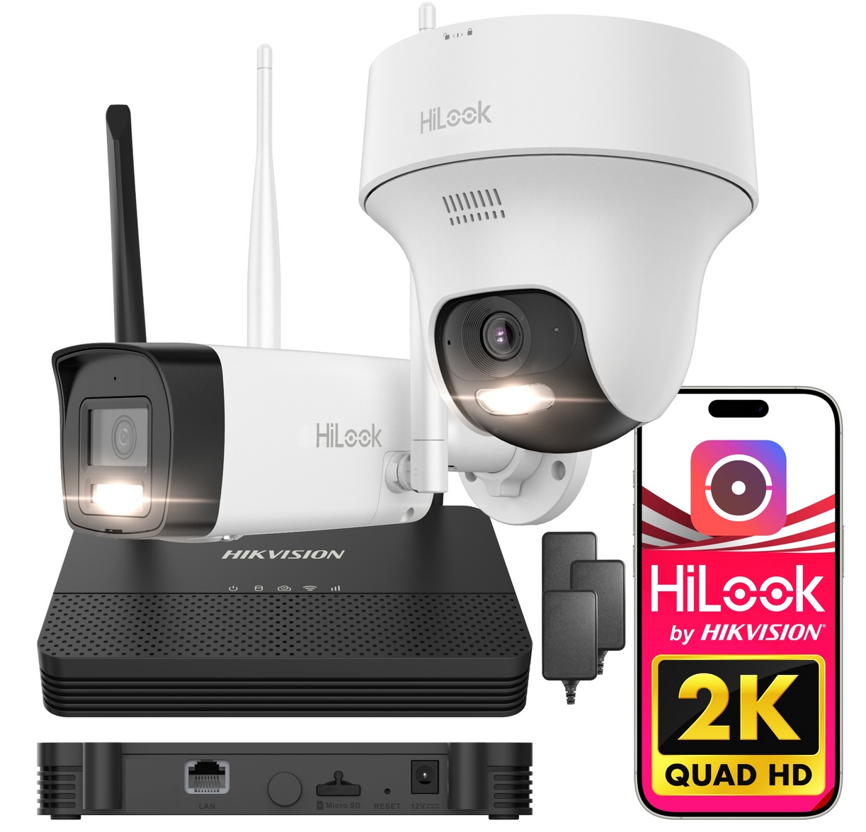 Zestaw Kamer Bezprzewodowych WiFi 4MPx HiLook by Hikvision WIFIKIT-BT4-4CH
